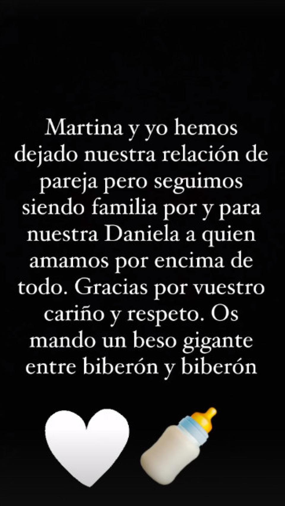 El comunicado de María Casado en su Instagram.