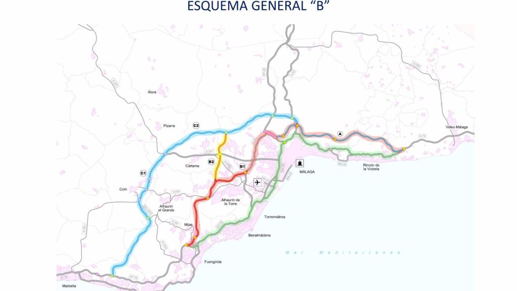 Una de las opciones de diseño de la Vía Perimetral de Málaga.
