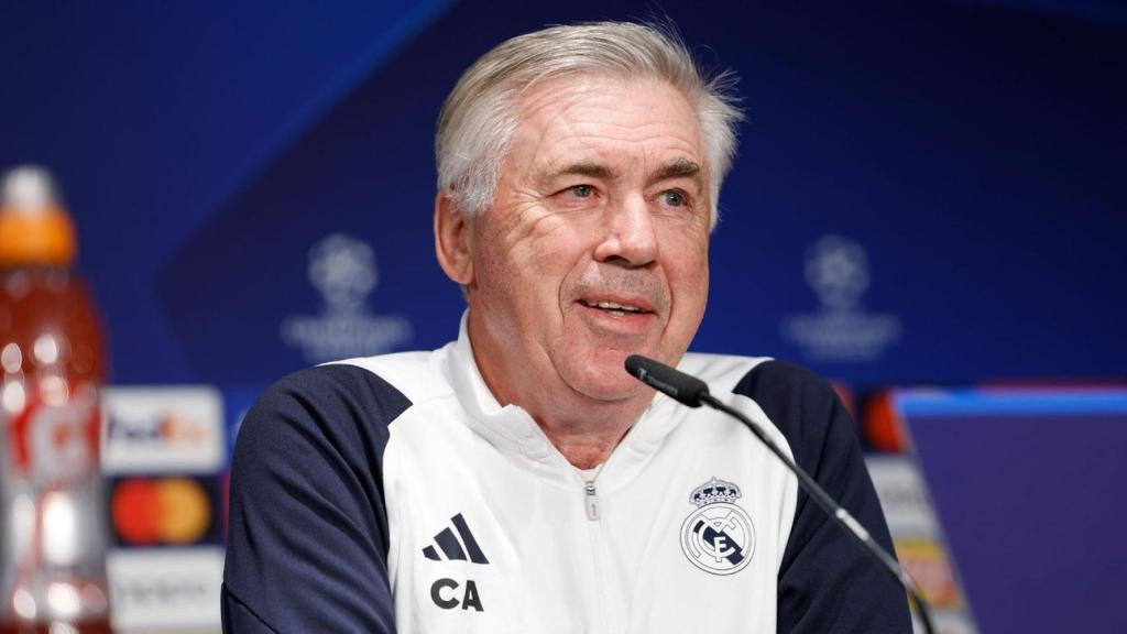 Carlo Ancelotti, en rueda de prensa antes del partido contra el Unión Berlín.