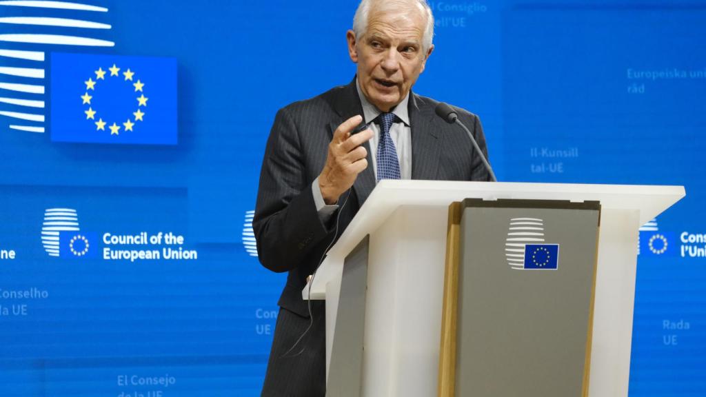 El jefe de la diplomacia de la UE, Josep Borrell, durante su rueda de prensa de este lunes en Bruselas