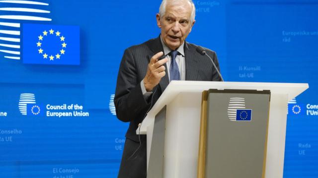 El jefe de la diplomacia de la UE, Josep Borrell, durante su rueda de prensa de este lunes en Bruselas