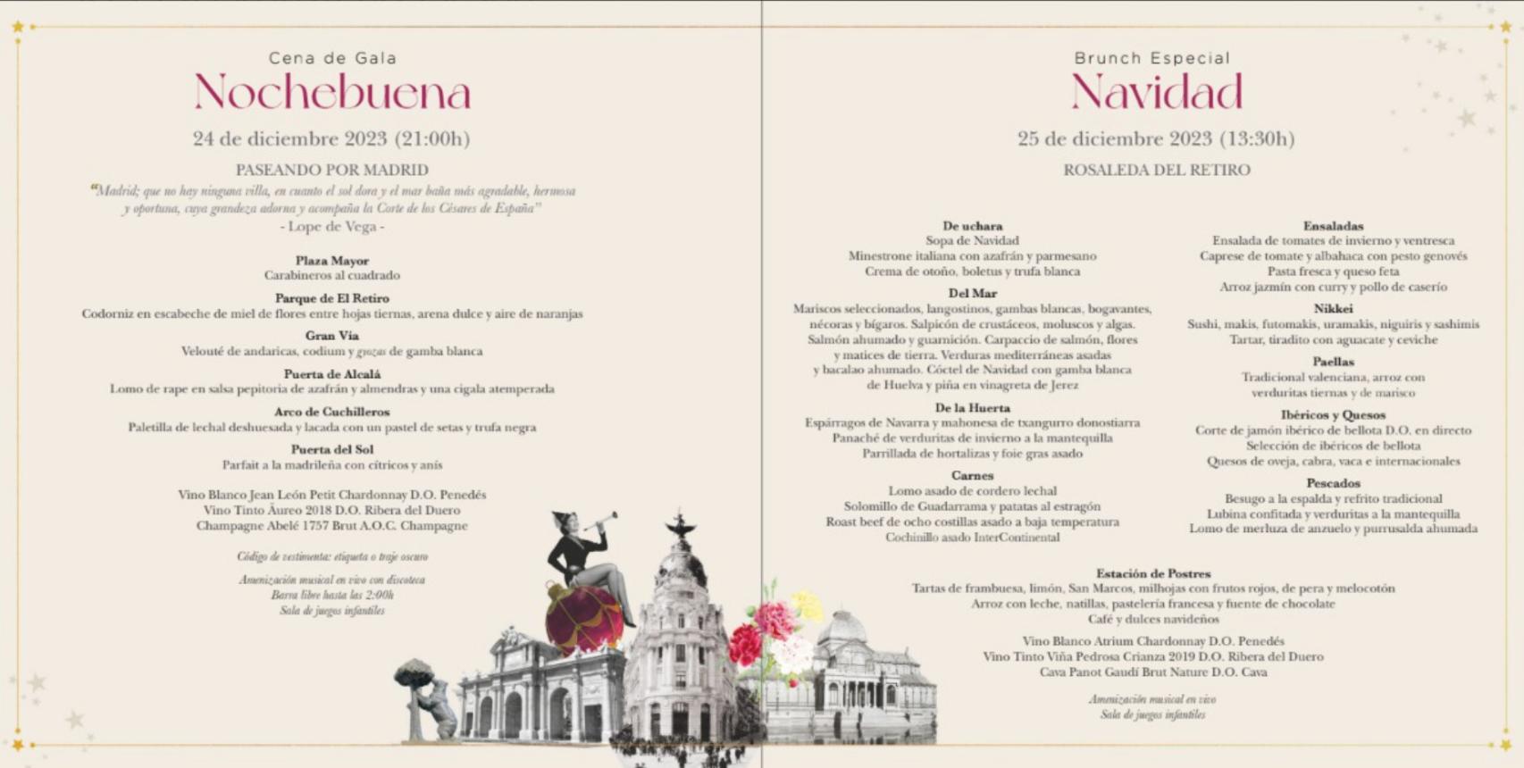 Menú de gala de Nochebuena y Navidad.