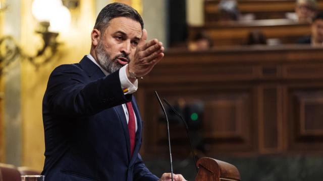 El líder de Vox, Santiago Abascal, este martes en el Pleno del Congreso.