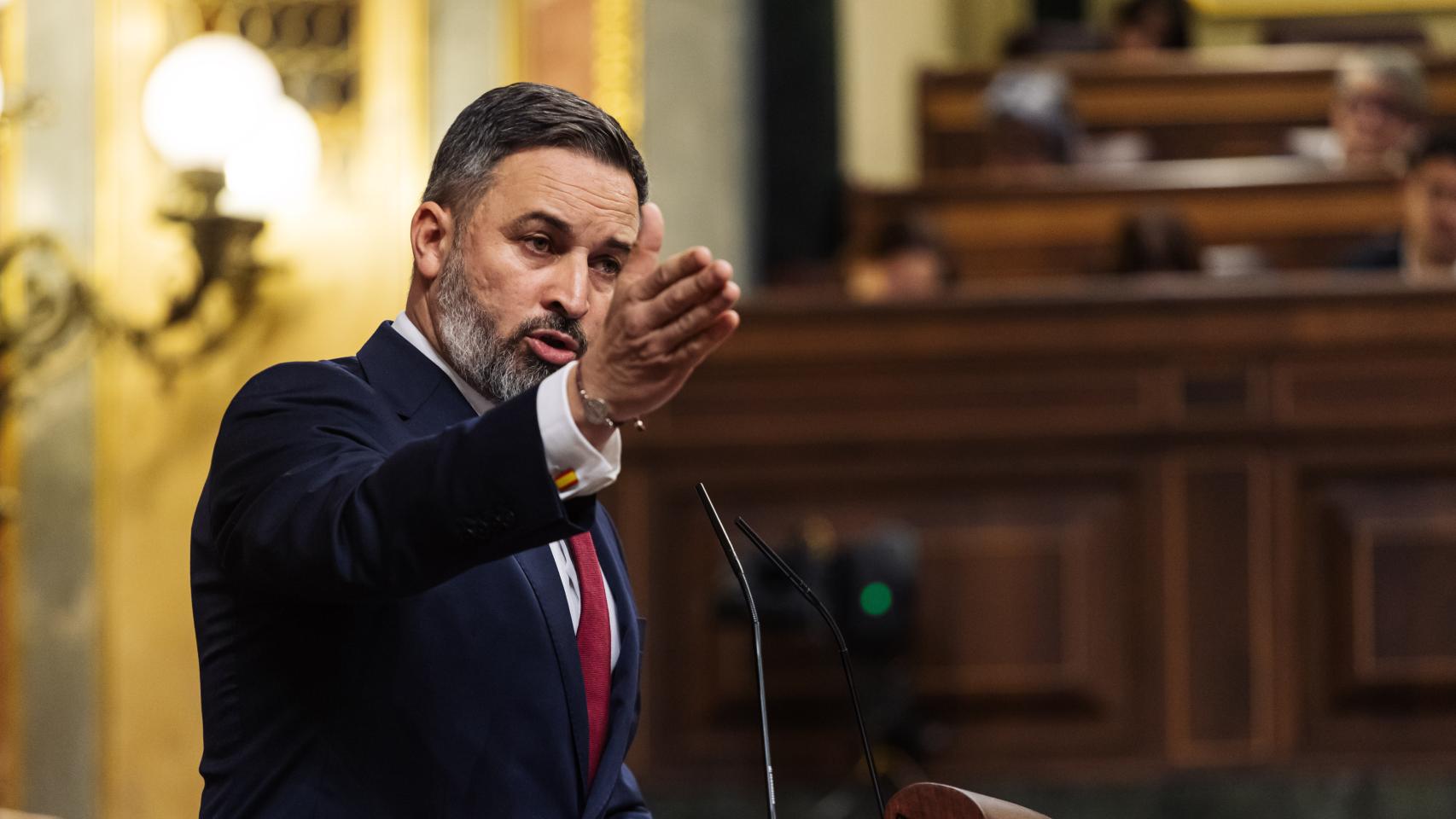 El líder de Vox, Santiago Abascal, este martes en el Pleno del Congreso.