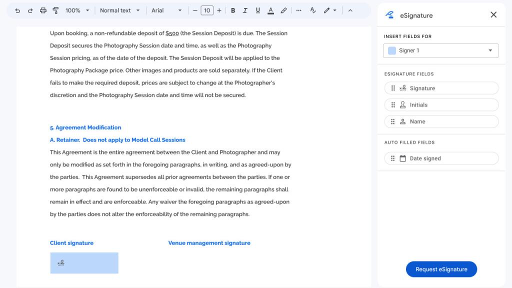 Firma en Google Doc