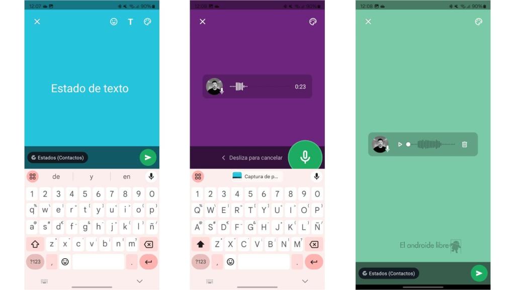 Estados de texto y audio
