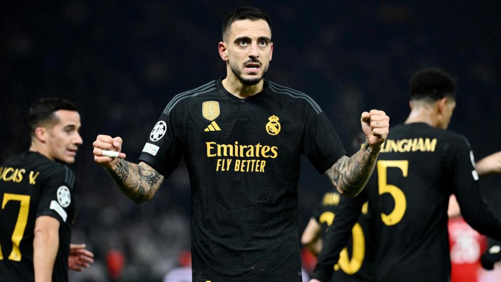 Joselu Mato celebra su segundo gol frente al Unión Berlín