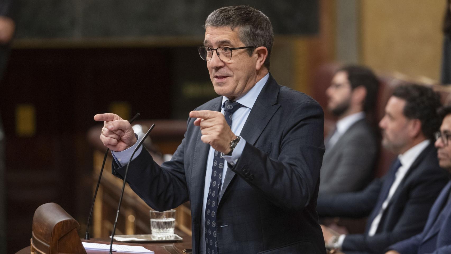 Patxi López, durante su intervención en la tribuna del Congreso de los Diputados.