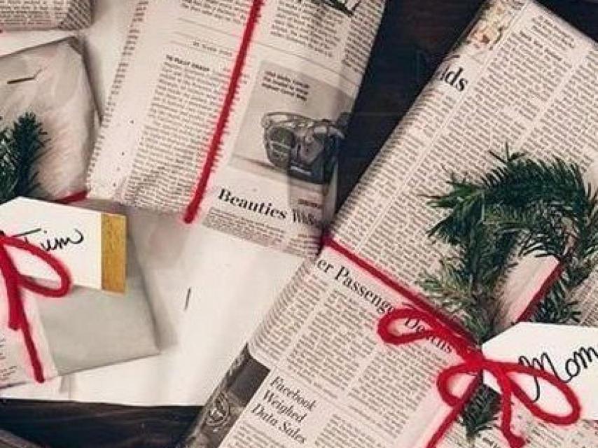 Idea de envoltorio para los regalos de Navidad.