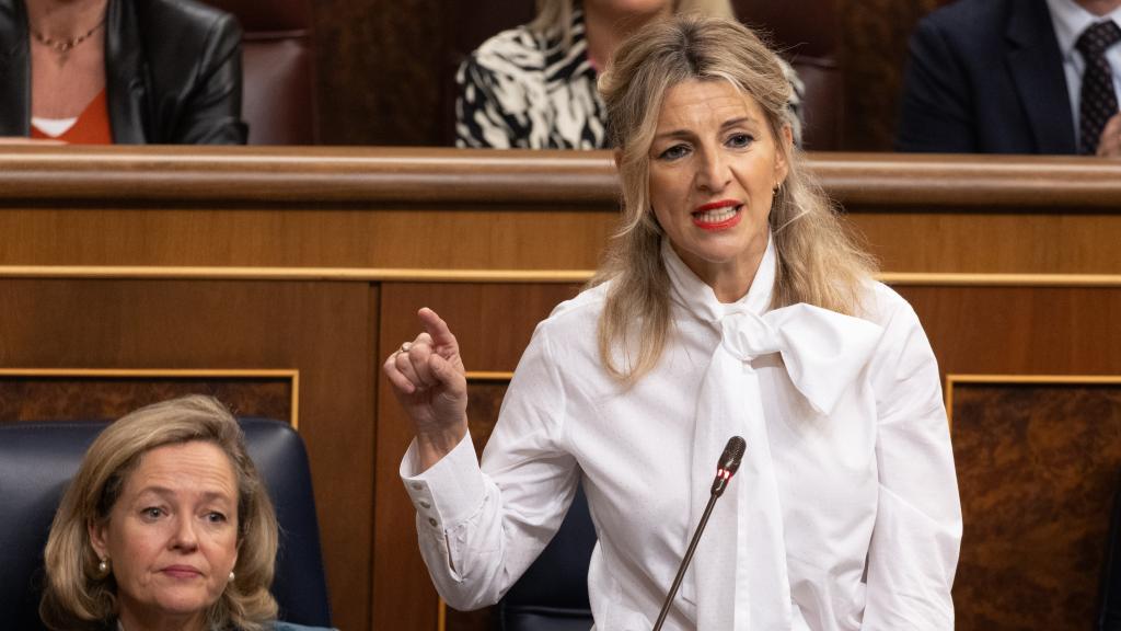 La vicepresidenta primera y ministra de Trabajo y Economía Social, Yolanda Díaz, en la sesión de control.