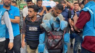 Homenaje al periodista palestino Mohammed Soboh, muerto en Gaza el pasado 10 de octubre.