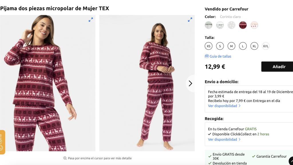 Pijama dos piezas.