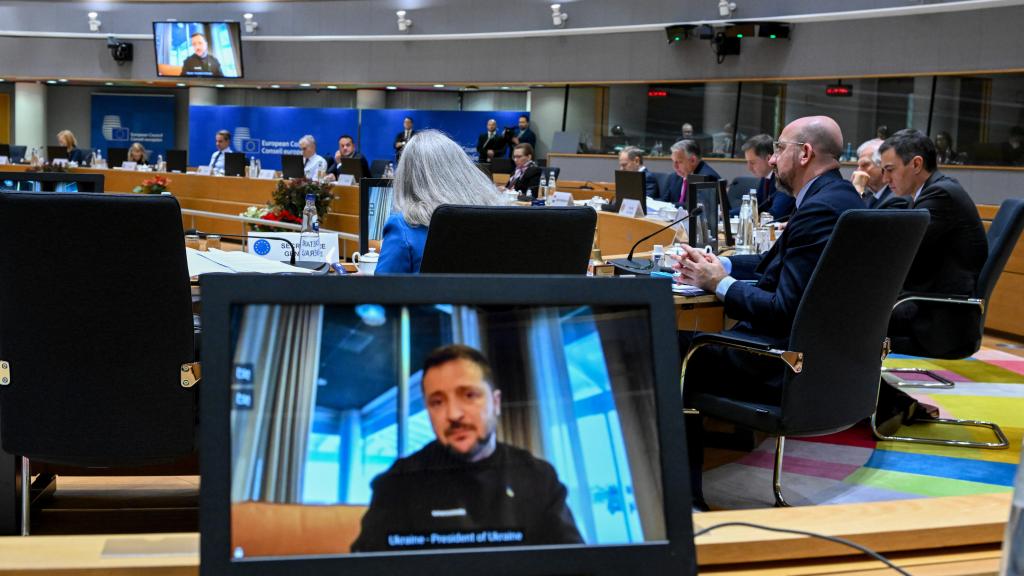 El presidente ucraniano, Volodímir Zelenski, ha intervenido este jueves por videoconferencia en el Consejo Europeo
