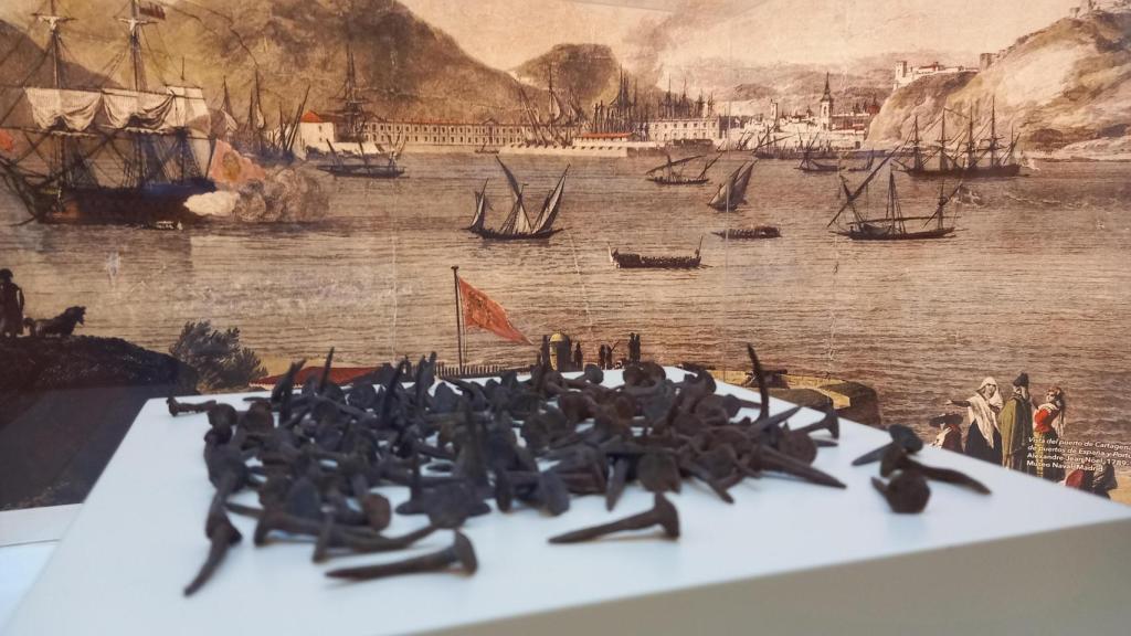 Clavos de la fragata 'Nuestra Señora de las Mercedes' expuestos en ARQVA.