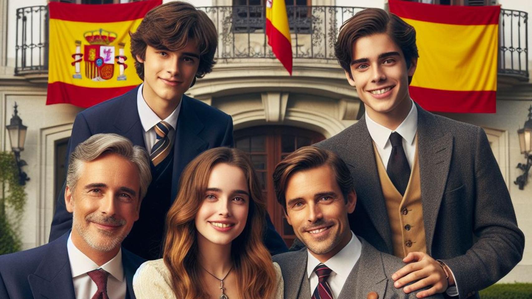 Imagen creada por IA de una familia de clase alta.