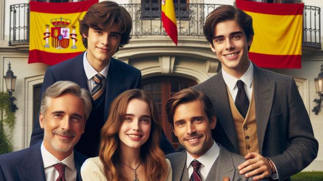 Imagen creada por IA de una familia de clase alta.