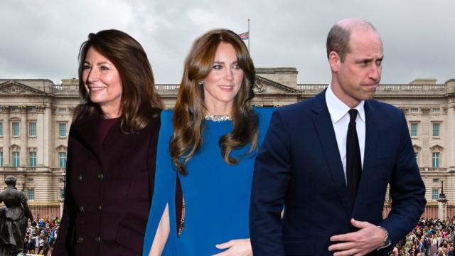 Carole Middleton, Kate Middleton y Guillermo de Inglaterra.