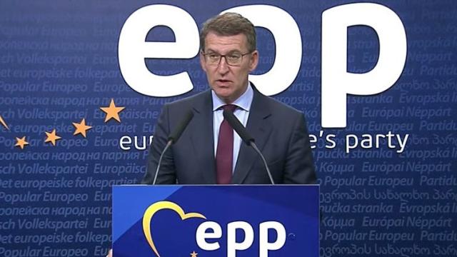 El líder del PP, Alberto Núñez Feijóo, este jueves en Bruselas.