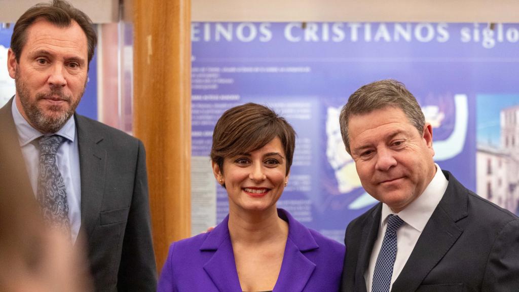Óscar Puente, Isabel Rodríguez y Emiliano García-Page este viernes en Toledo.