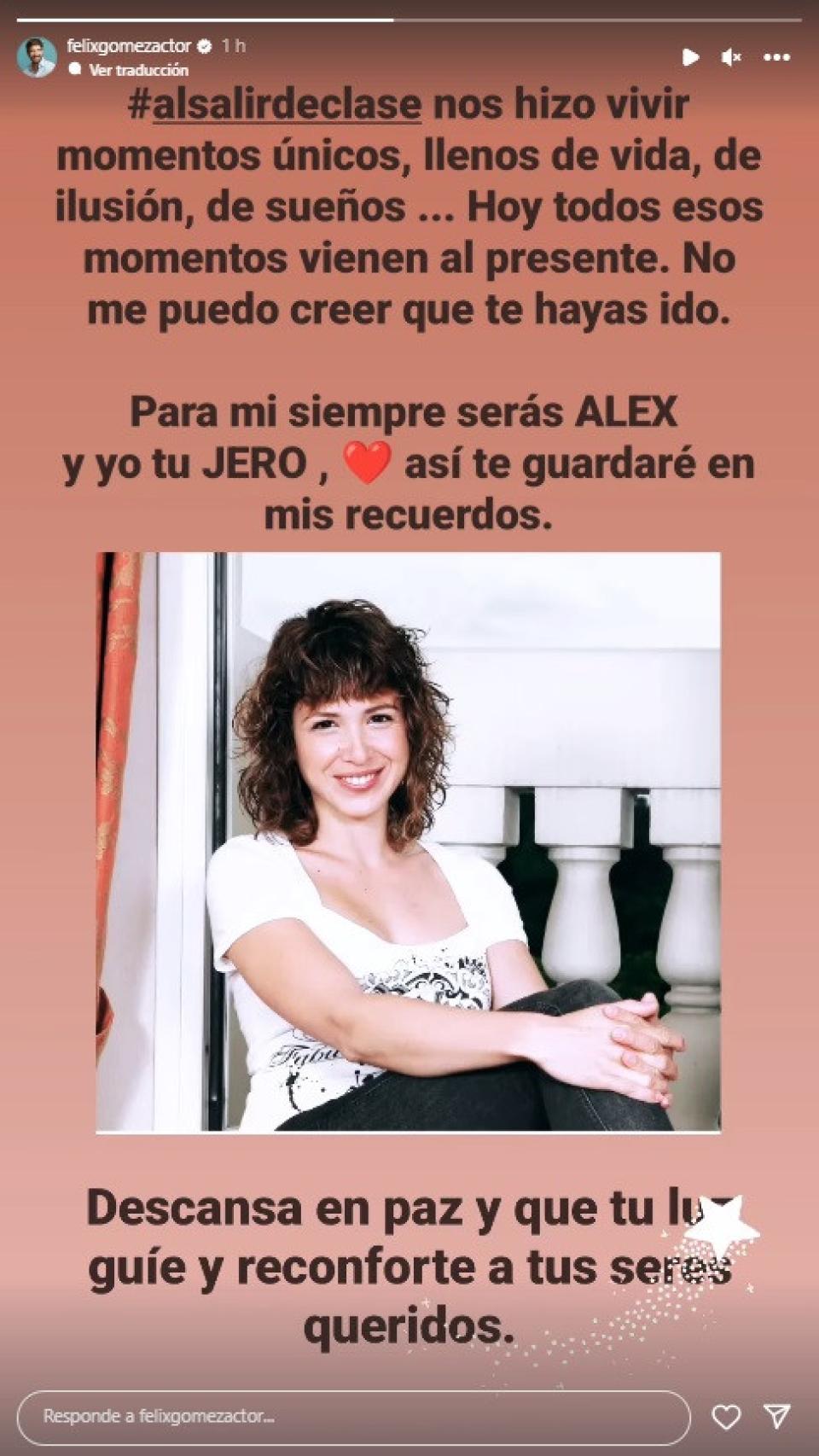 Historia de Félix Gómez en Instagram.