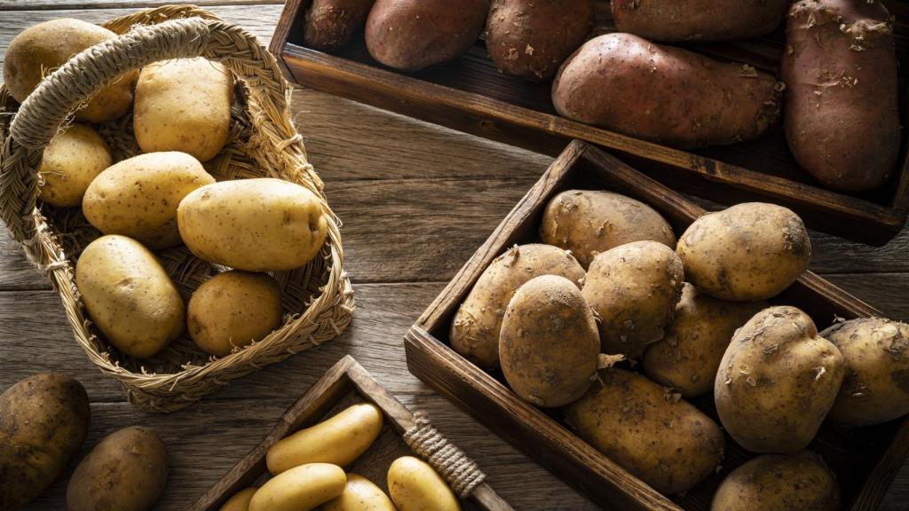 Varios kilos de patatas colocados en una mesa