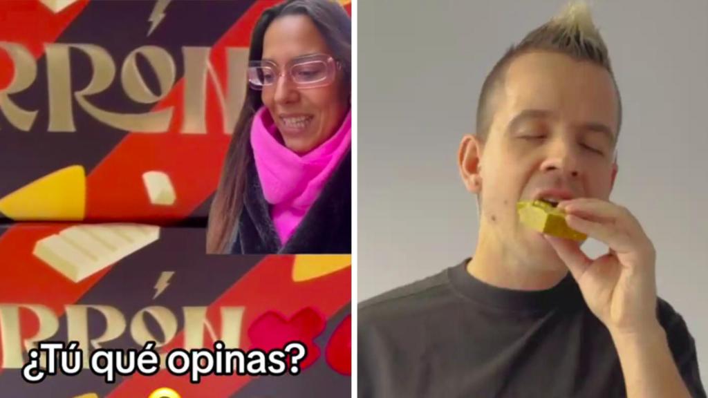 Captura del vídeo viral y una imagen de Dabiz Muñoz promocionando sus turrones.