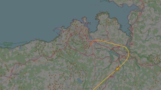 Parte de la trayectoria del Falcon desde A Coruña a Santiago