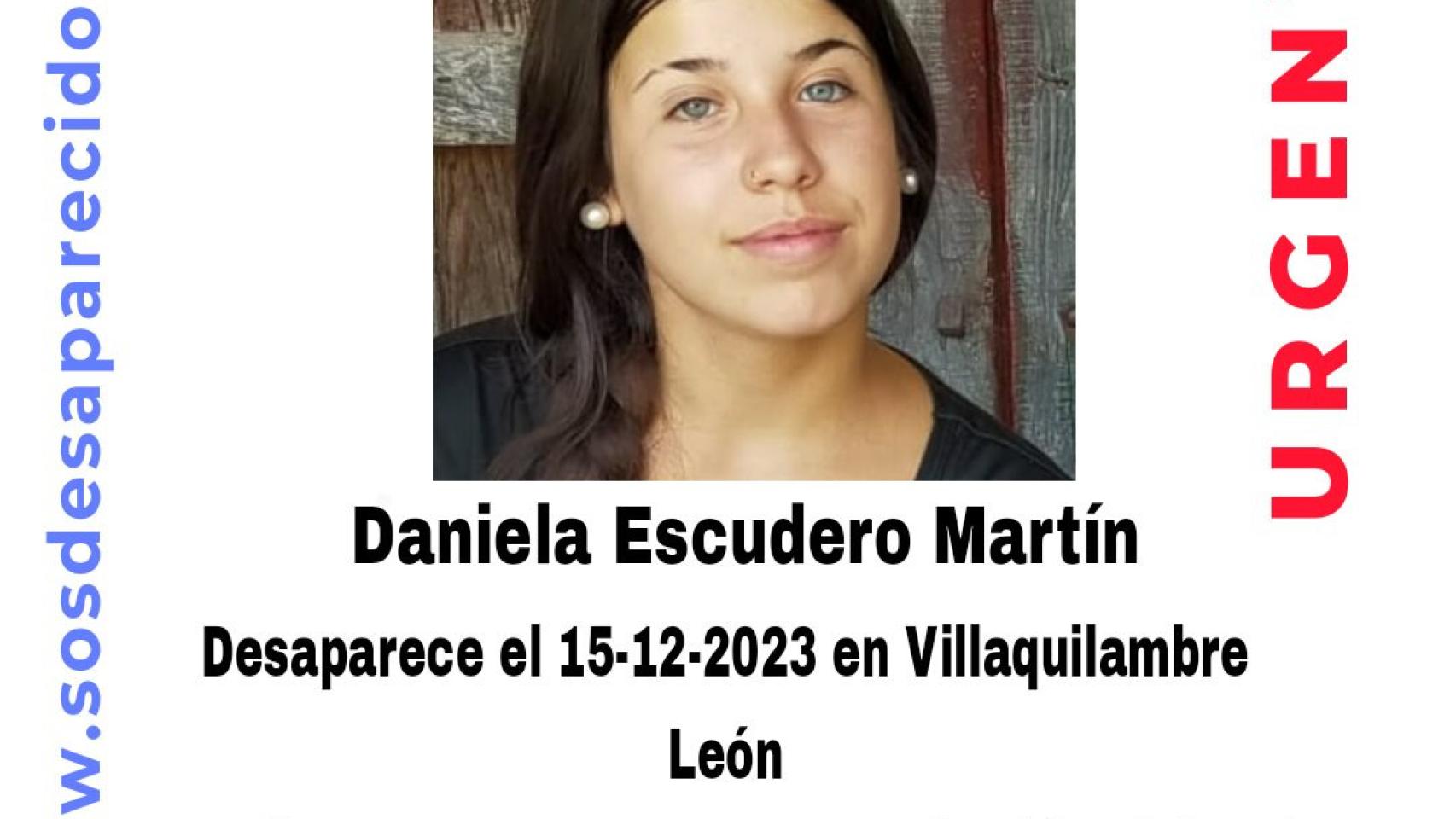 Cartel alertando de la desaparición de Daniela Escudero