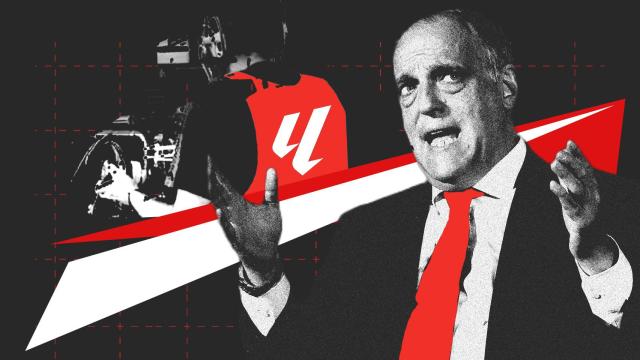 Javier Tebas, en un fotomontaje