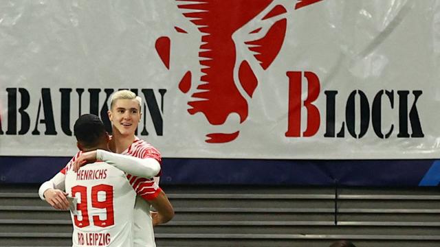 El RB Leipzig celebra un gol en la Champions League