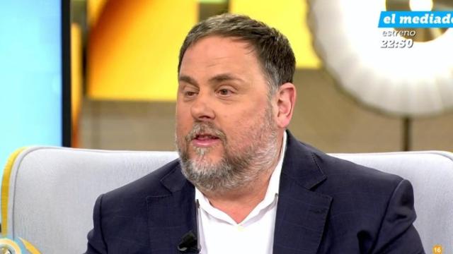 El líder de ERC, Oriol Junqueras, este martes en una entrevista en Telecinco.