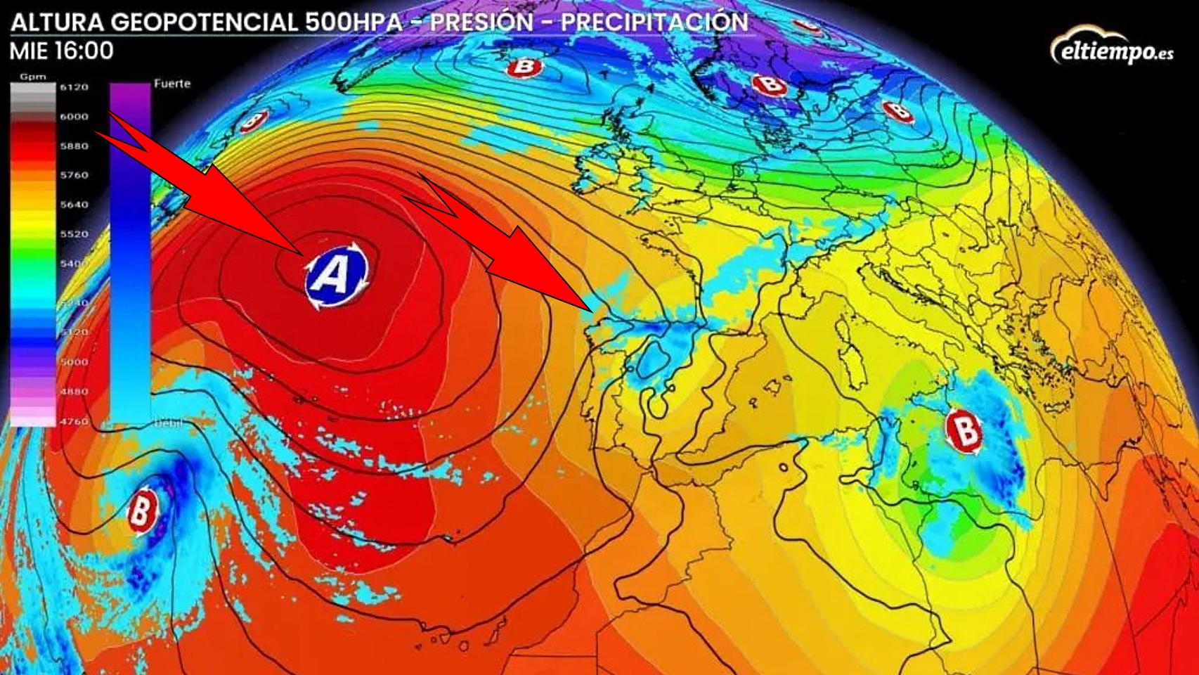 Un frente se colará el miércoles a pesar del dominio del anticiclón. ElTiempo.es.