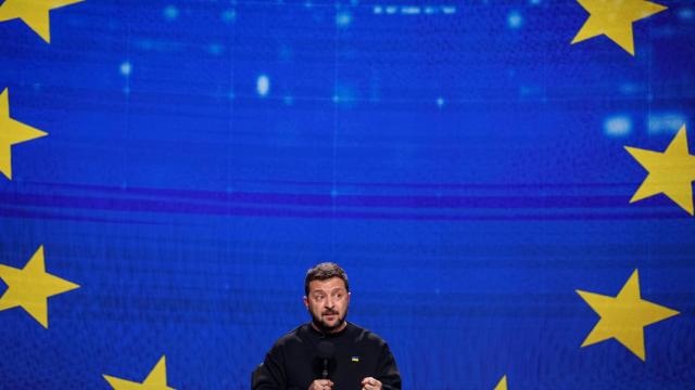 Volodímir Zelenski, durante una rueda de prensa en Kyiv.