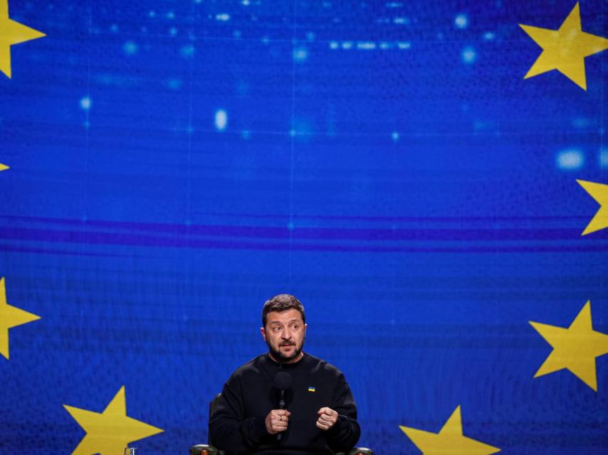 Volodímir Zelenski, durante una rueda de prensa en Kyiv.