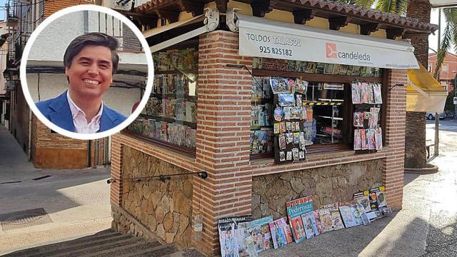 El quiosco de Candeleda y su alcalde, Carlos Montesino