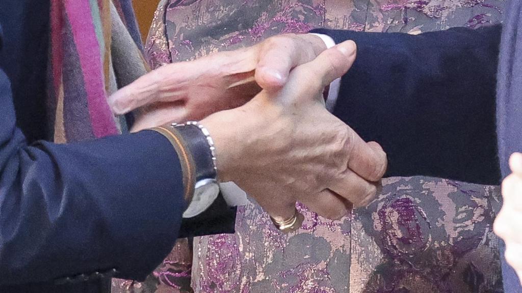 El saludo entre la infanta Elena y Juan Carlos I