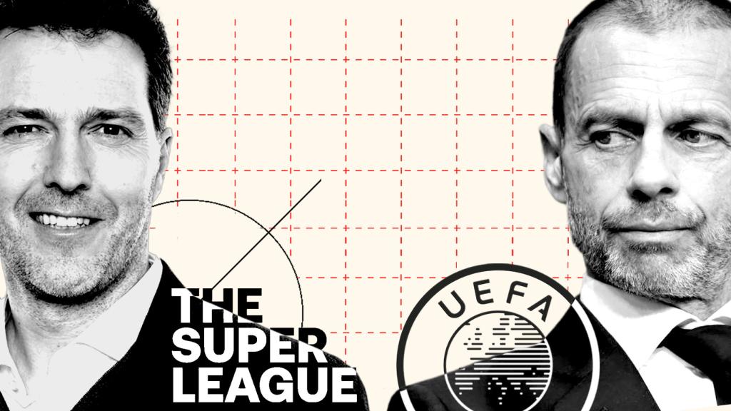 Bernd Reichart, CEO de la Superliga, y Aleksander Ceferin, presidente de UEFA