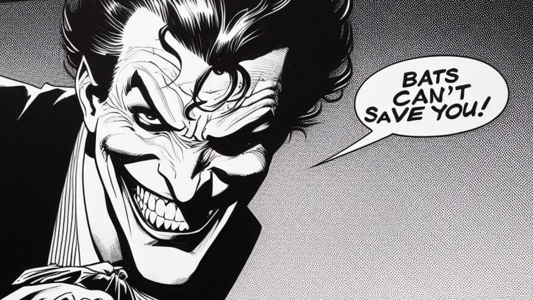 Viñeta de un cómic de Batman creado automáticamente por la herramienta de inteligencia artificial DALL-E 3, por orden del diseñador Ammaar Reshi