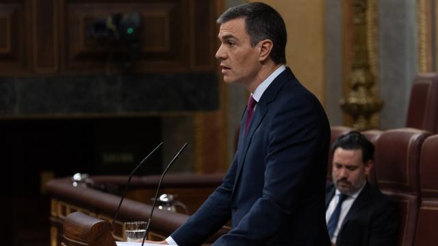 El presidente del Gobierno, Pedro Sánchez, este miércoles en el Congreso.