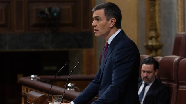 El presidente del Gobierno, Pedro Sánchez, este miércoles en el Congreso.