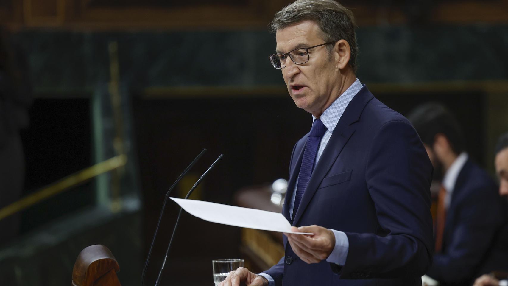 Núñez Feijóo, líder del PP, este miércoles en el Congreso.