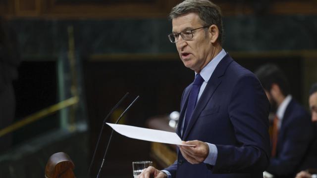 Núñez Feijóo, líder del PP, este miércoles en el Congreso.
