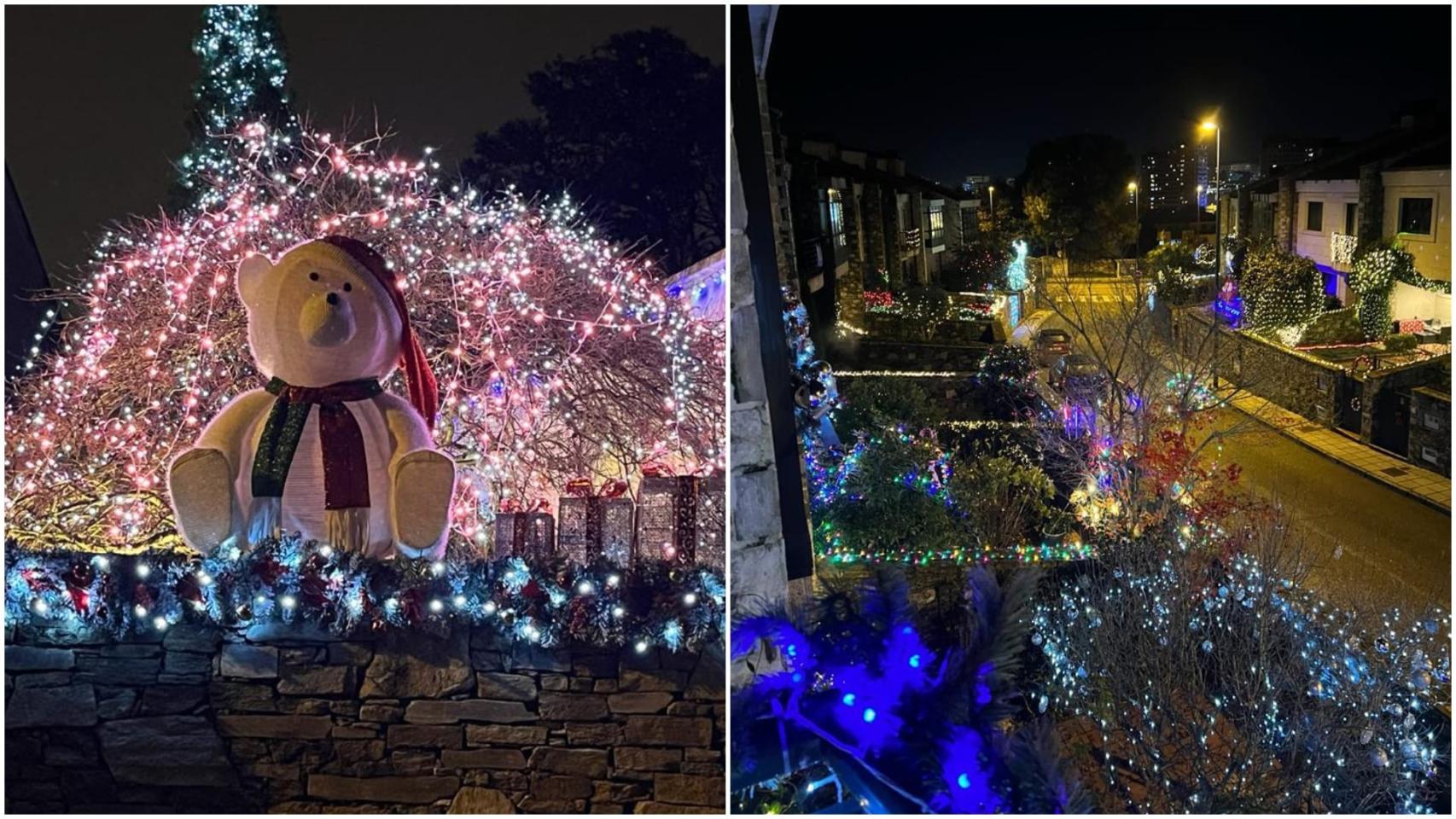 Parte de la iluminación que se puede ver en esta urbanización viguesa.