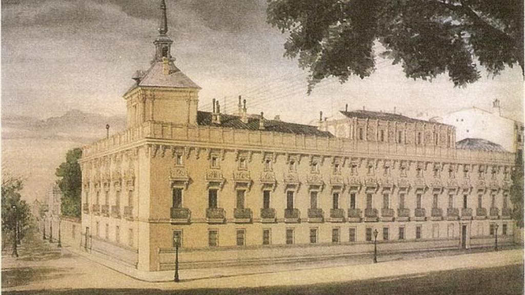 Acuarela del desaparecido palacio de Alcañices, cerca de Cibeles.