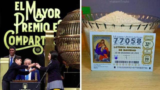 Imagen de archivo de un sorteo anterior y captura de pantalla del vídeo viral.