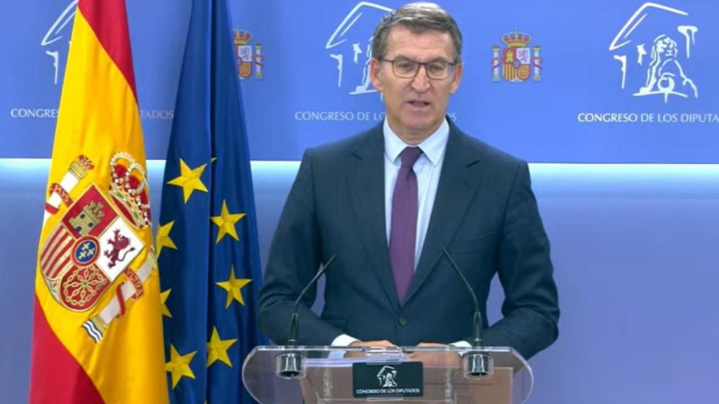 Alberto Núñez Feijóo comparece desde el Congreso tras reunirse con Pedro Sánchez.