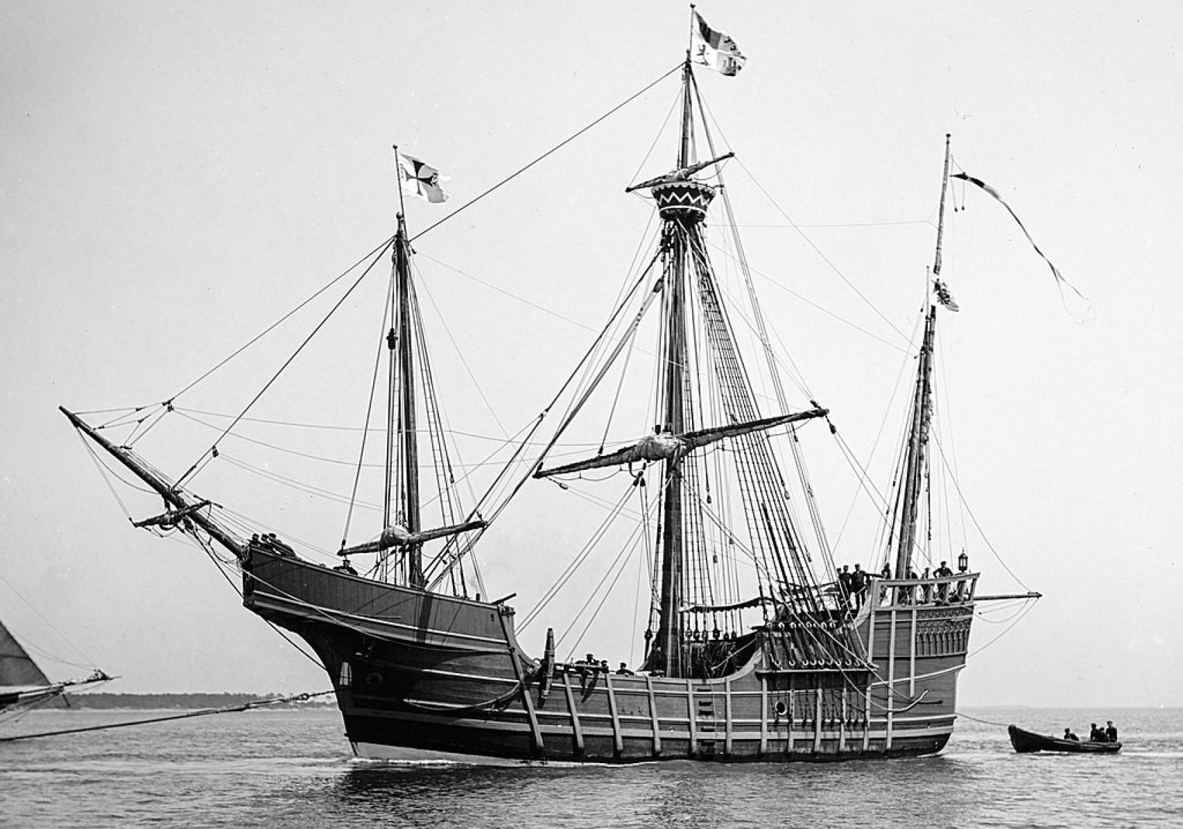 Réplica de la nao Santa María construida en 1892. Fotografía de 1904