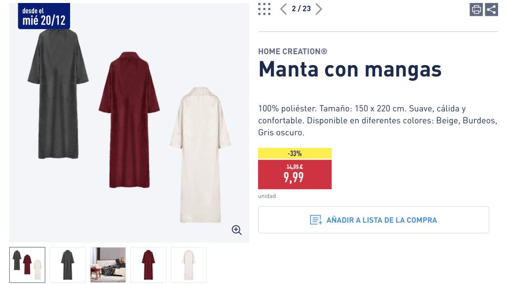 Manta con mangas.
