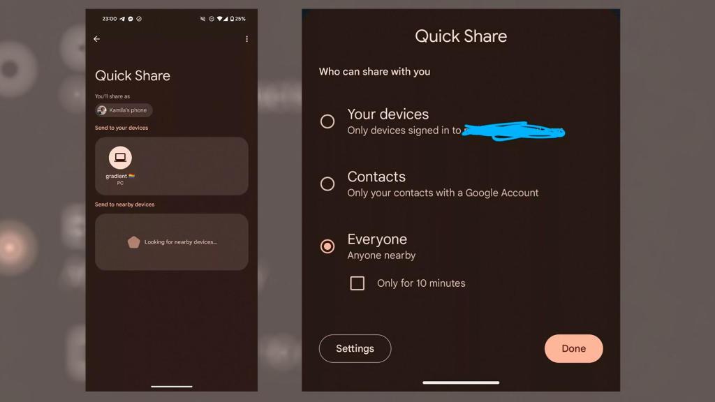 Imagen de la novedad de Nearby Share de Google en Android
