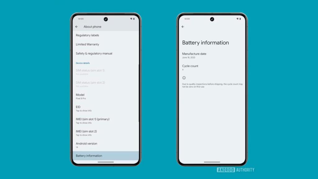 Imagen con la información de la batería en Android